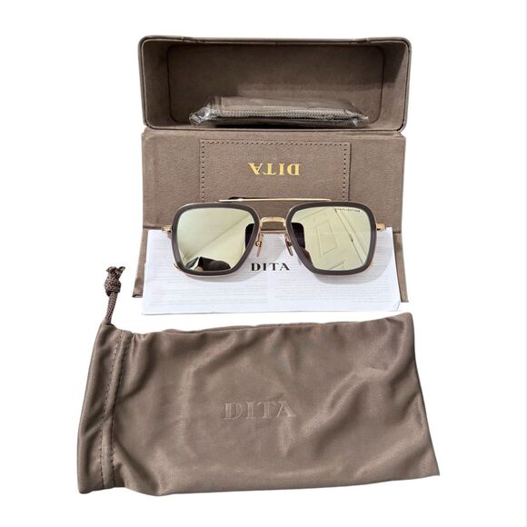 Dita Sunglasses FLIGHT.006 Matte Grey 12K White Gold/Grey Gold Flash (C-GRY-GLD) - Picture 1 of 8